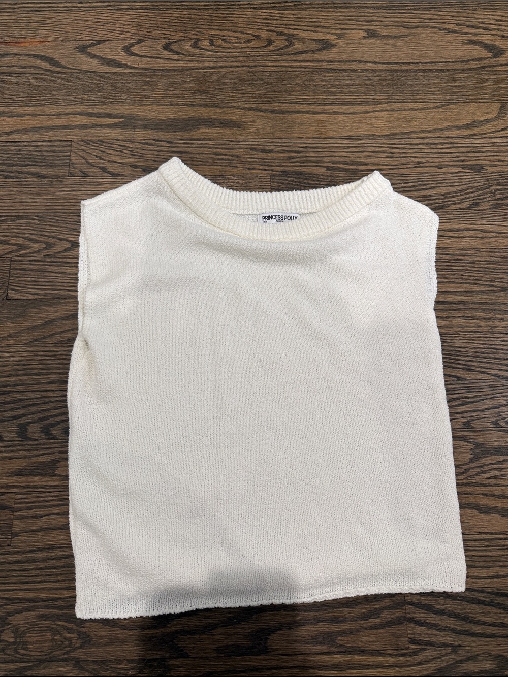 Princess Polly Ivory Sleeveless Crewneck Knit Top